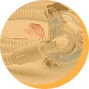 Oral appliance and CPAP mask highlighted