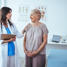 a patient visiting her doctor for her health
